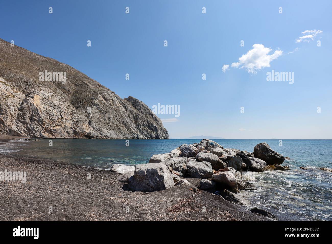 Plage de Perissa, Santorin Banque D'Images