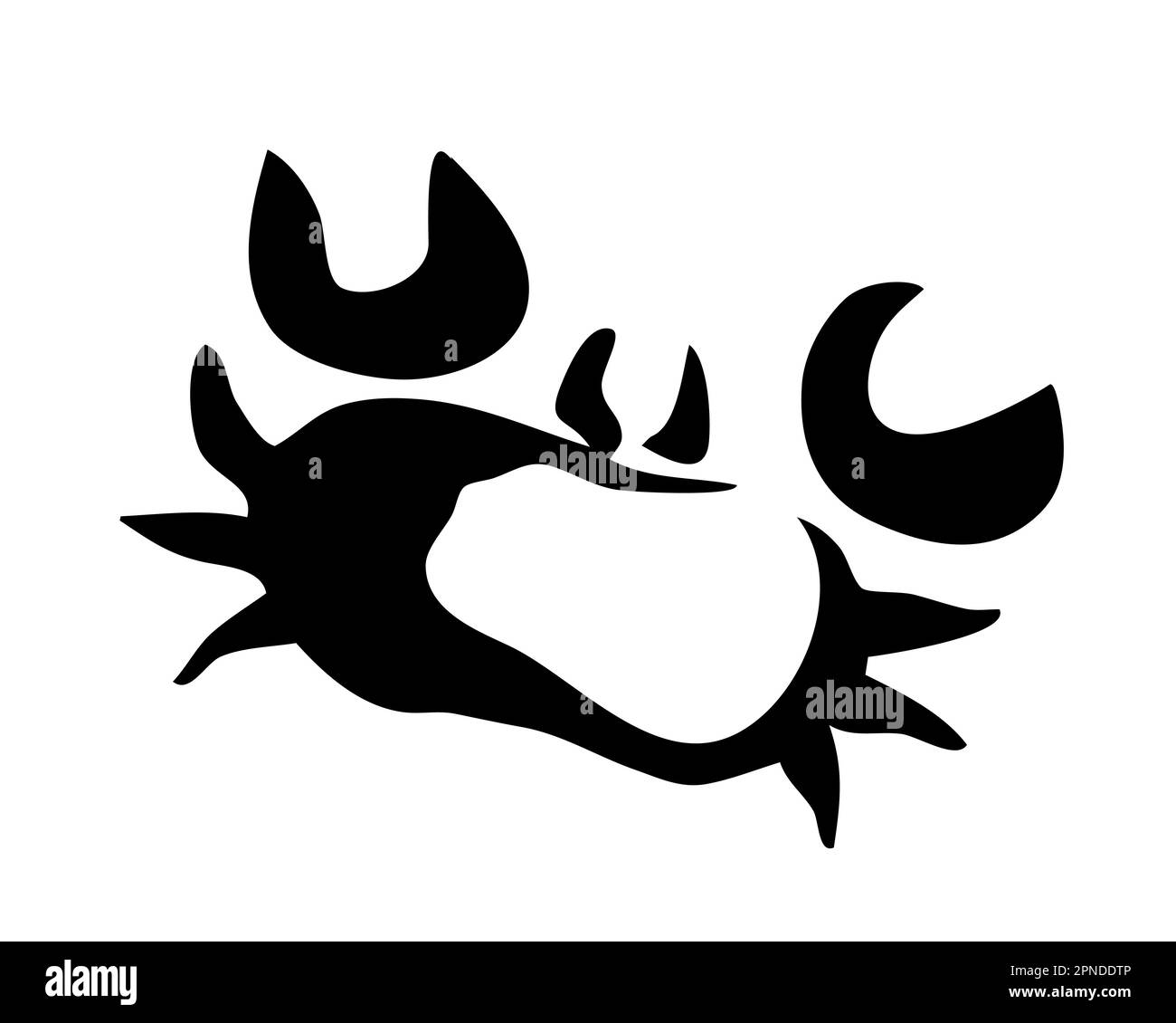 Crabe de mer peint à la main avec de l'encre et un pinceau dans un style minimaliste stylisé, isolé sur fond blanc. Illustration vectorielle Illustration de Vecteur