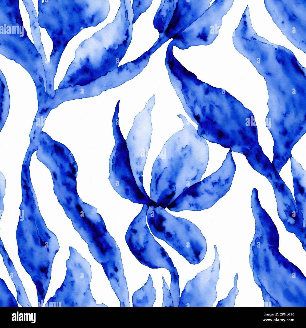 Bleu aquarelle fleurs sans couture, porcelaine florale, Blooms Banque D'Images