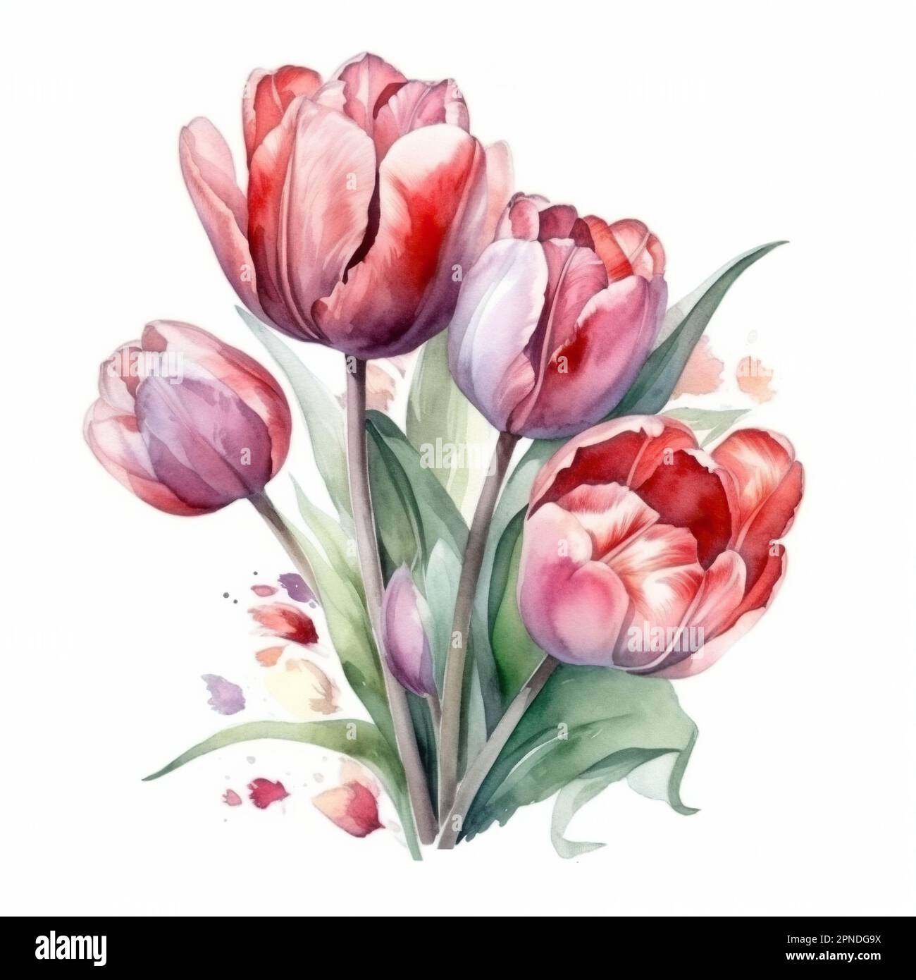 Bouquet de tulipes aquarelle sur fond blanc. Une superbe création  artistique. Ai généré Photo Stock - Alamy