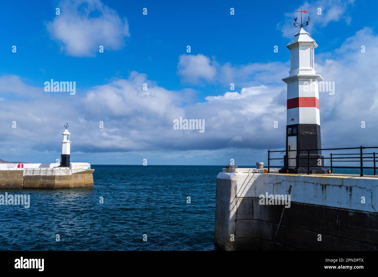 Ramsey Pier Lighthouses, Ramsey, Île de Man Banque D'Images