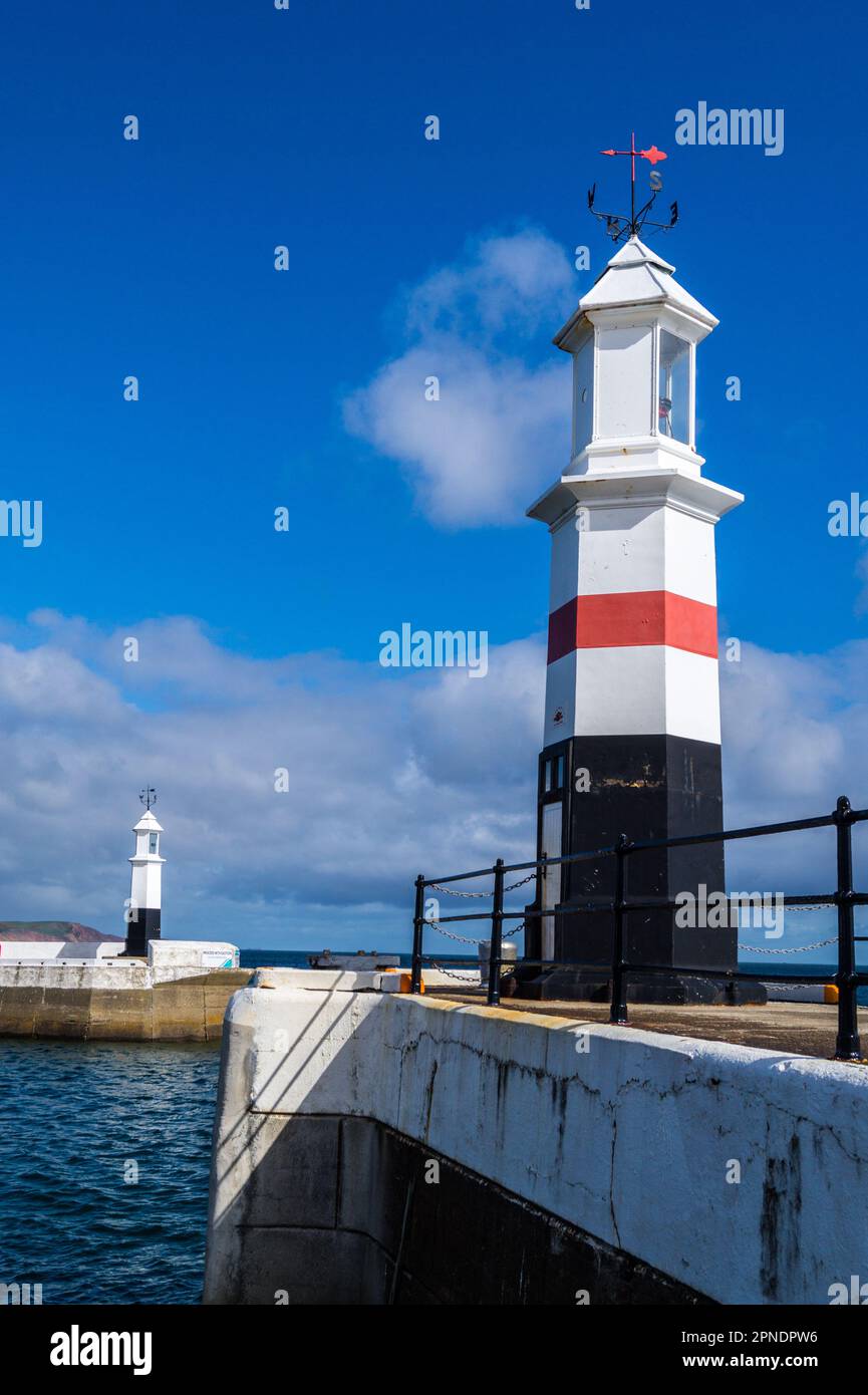 Ramsey Pier Lighthouses, Ramsey, Île de Man Banque D'Images