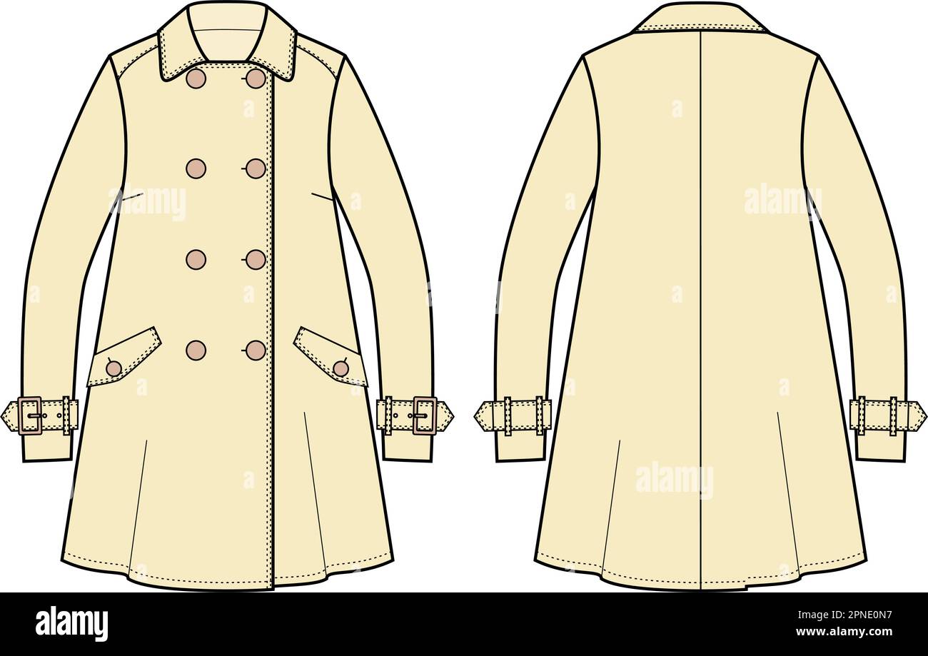 Trench croisé pour femme. Illustration de Vecteur