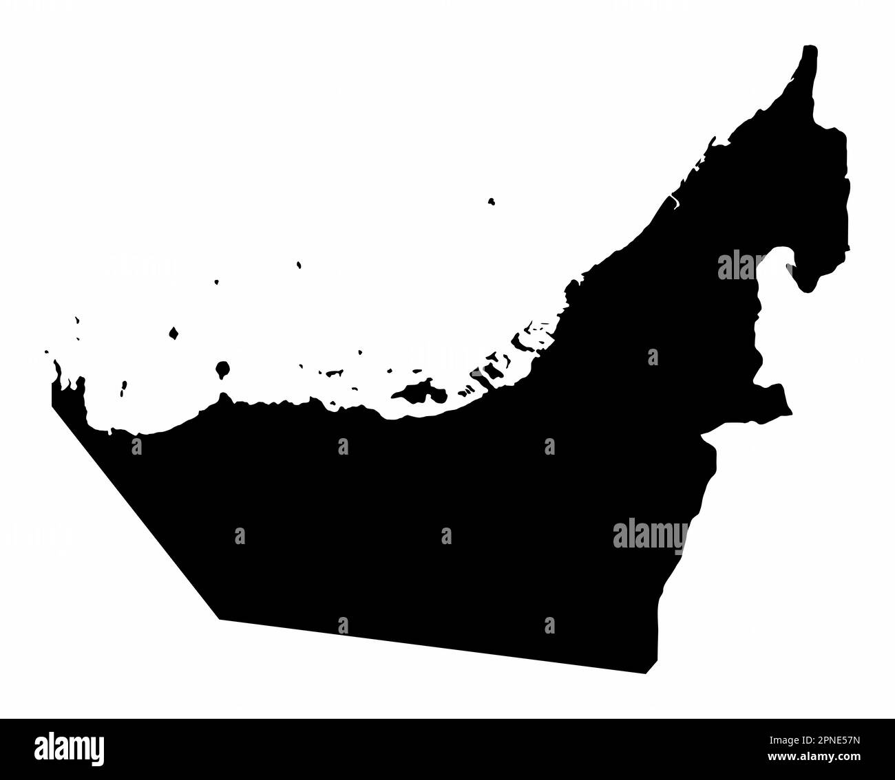 Silhouette de carte des Émirats arabes Unis isolée sur fond blanc Illustration de Vecteur