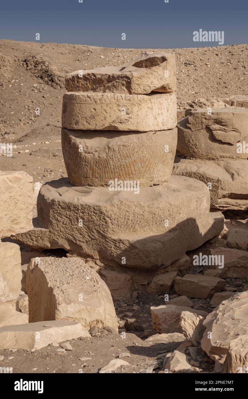 Ramsès II calcaire 'temple des singes' Kom el Sultan, Abydos, Moyen Égypte, Banque D'Images