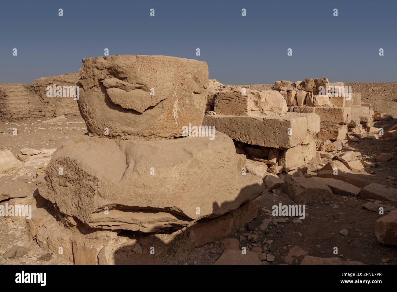 Ramsès II calcaire 'temple des singes' Kom el Sultan, Abydos, Moyen Égypte, Banque D'Images