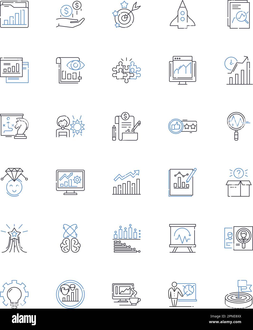 Collection d'icônes de ligne de plan. Élaborer des stratégies, Plan directeur, Schéma, Calendrier, conception, Proposition, vecteur cadre et illustration linéaire. Tracé,Contour Illustration de Vecteur