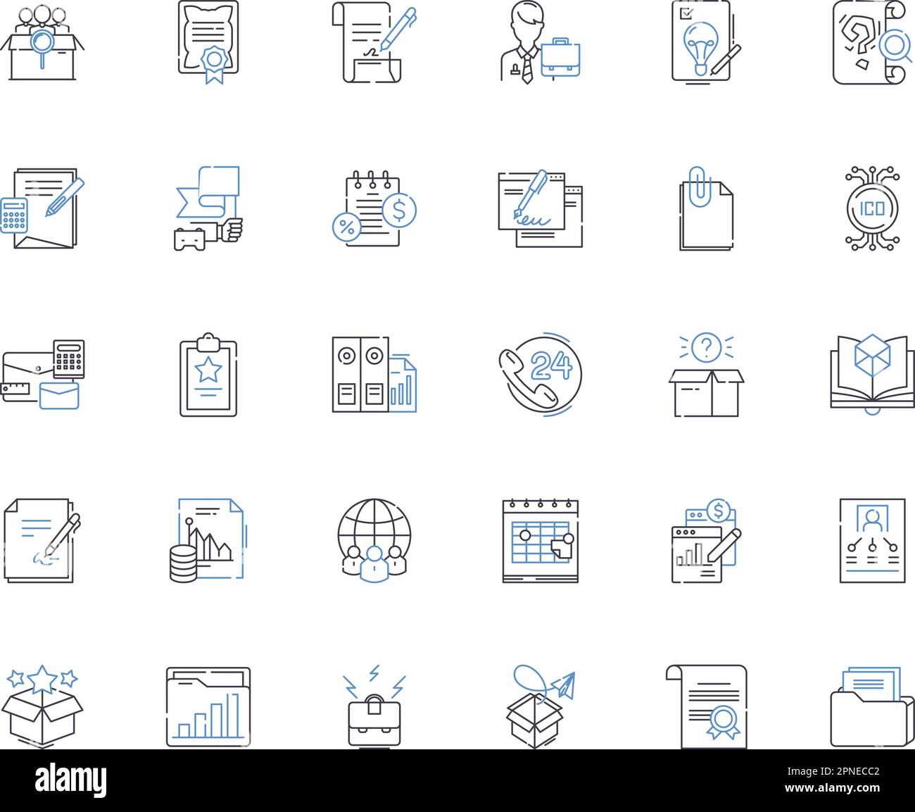 Collection d'icônes de ligne de processus métier. Automatisation, rationalisation, efficacité, optimisation, flux de travail, Intégration, normalisation vecteur et linéaire Illustration de Vecteur