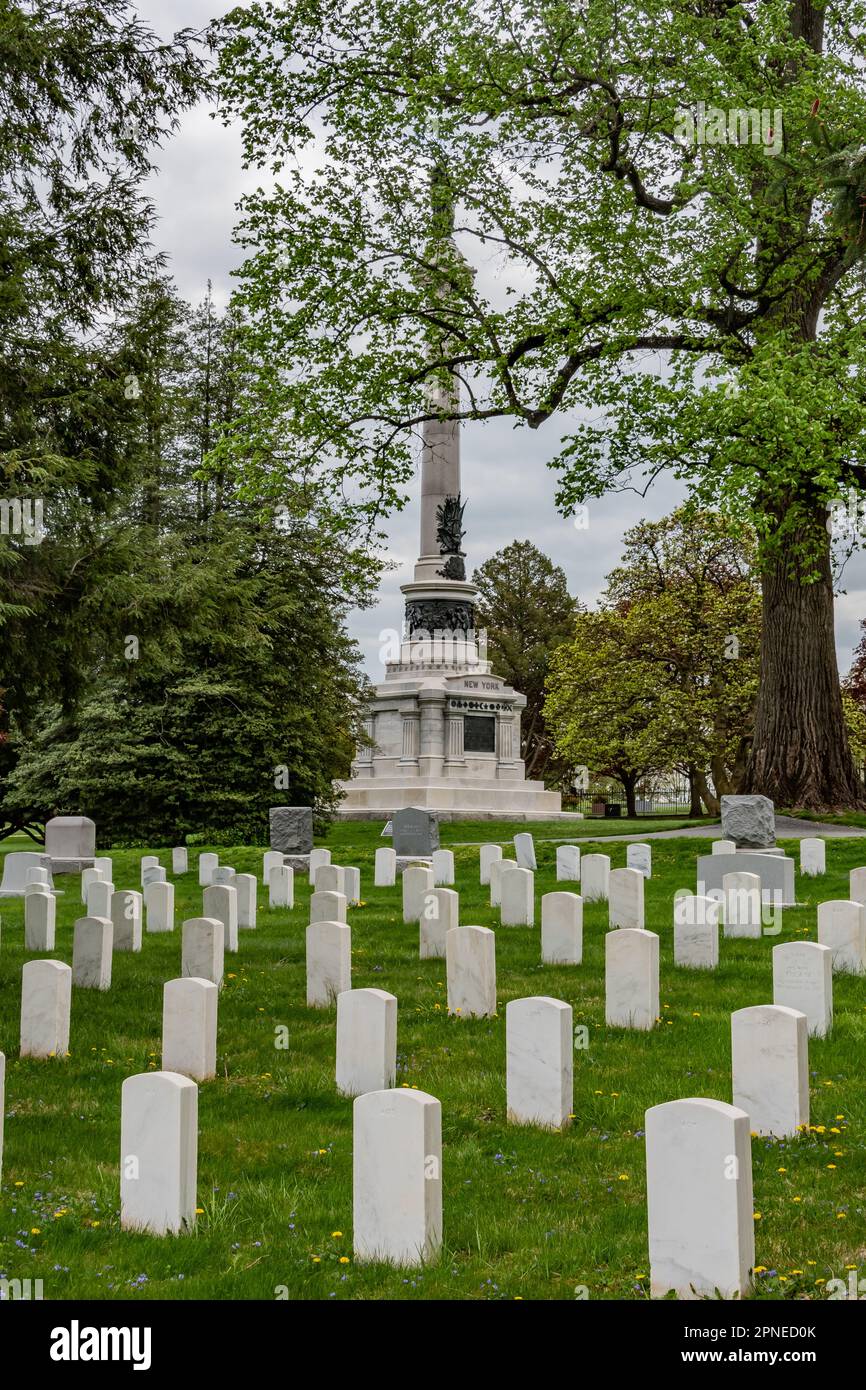 Une promenade printanière à travers le cimetière national des soldats, Gettysburg P:ennsylvania USA, Gettysburg, Pennsylvanie Banque D'Images