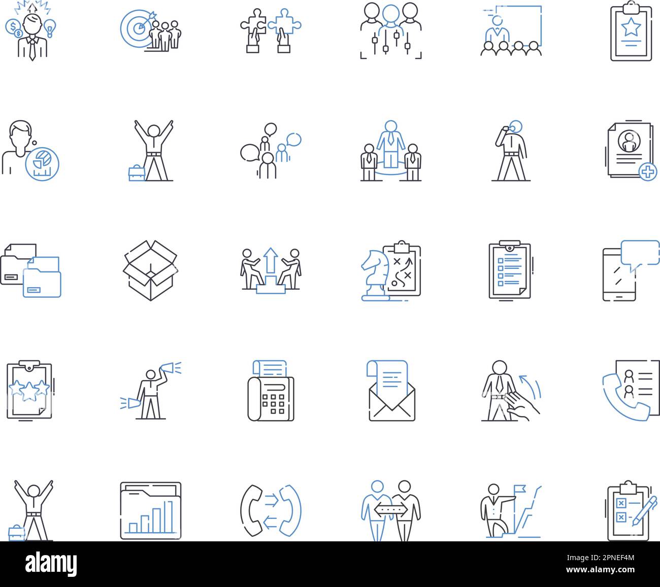 Collection d'icônes de ligne d'outils professionnels. Productivité, efficacité, innovation, collaboration, automatisation, Analyse, vecteur de nerf et linéaire Illustration de Vecteur