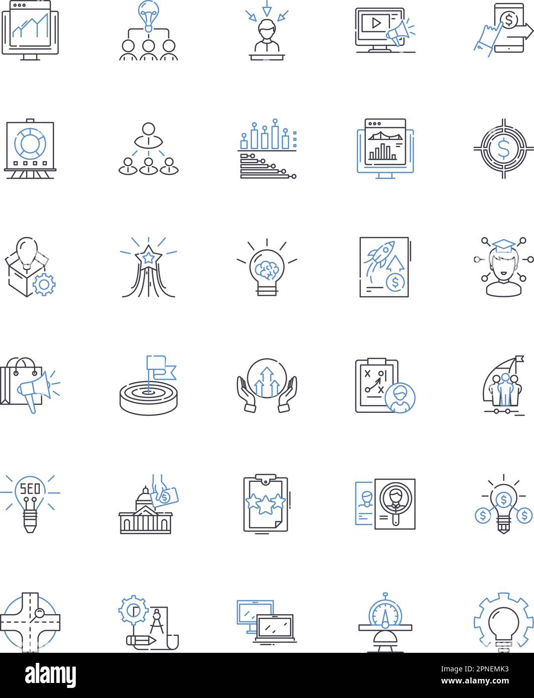Collection d'icônes de plan et de ligne de schéma. Stratégie, Plan directeur, conception, tracé, proposition, Carte, vecteur de contour et illustration linéaire. Planning,Agenda Illustration de Vecteur