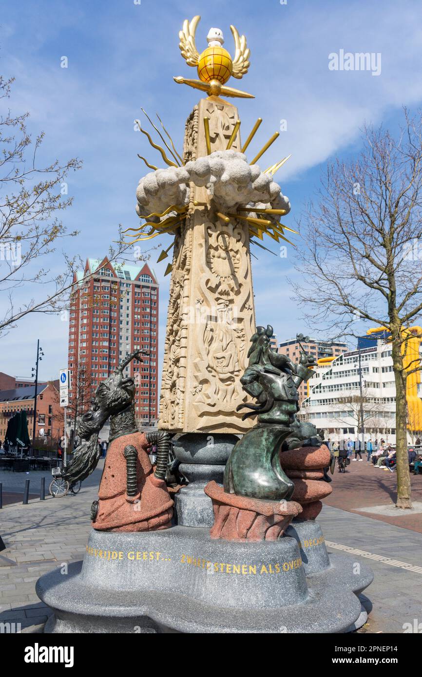 Monument Ode à Marten Toonder, Kolk, Stadsdriehoek, Rotterdam, province de la Hollande-Méridionale, Royaume des pays-Bas Banque D'Images