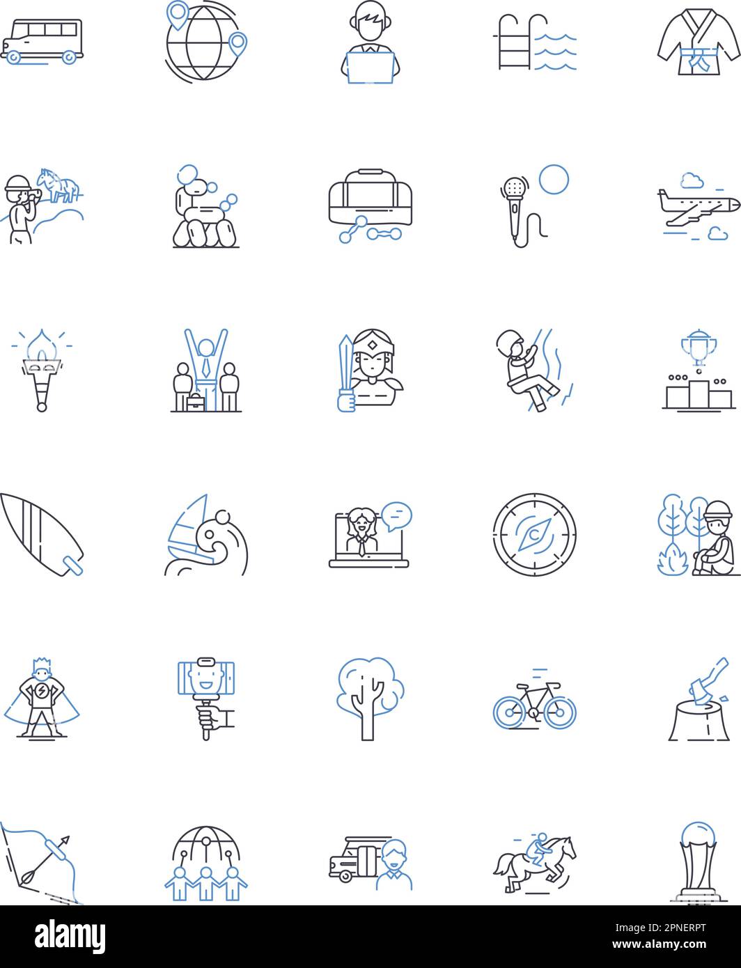 Collection d'icônes de ligne d'activités concurrentielles. Défi, Concours, Concours, bataille, course, Jeu, vecteur sportif et illustration linéaire. Correspondance Illustration de Vecteur