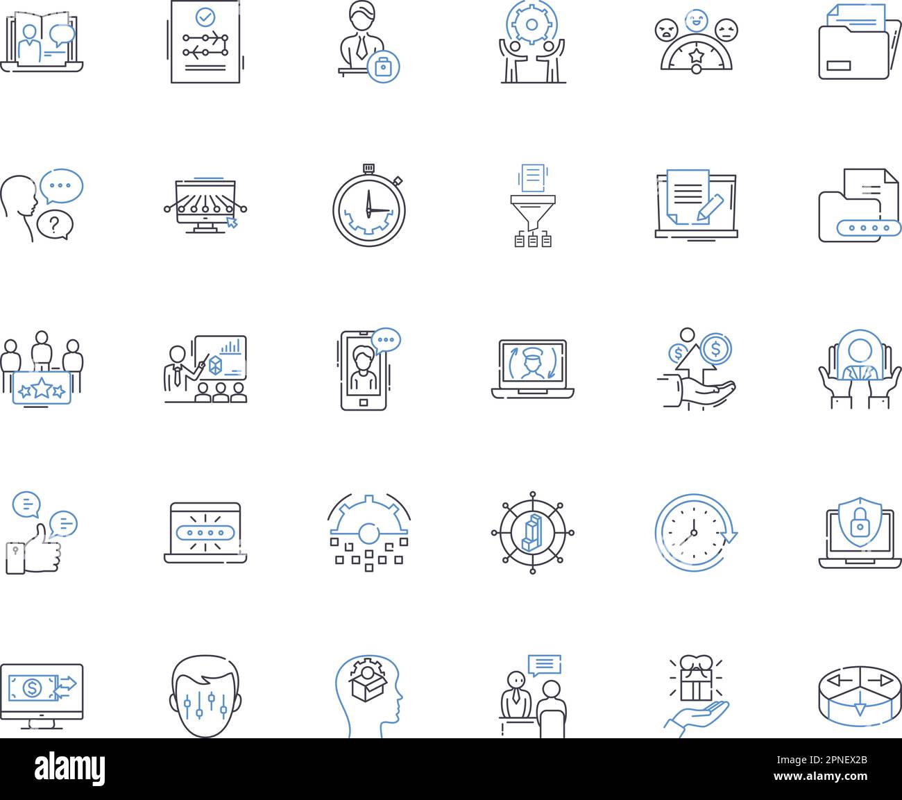 Collection d'icônes de ligne de partenariats économiques. Collaborations, alliances, synergie, Commerce, investissements, Accords, vecteur de coopération et linéaire Illustration de Vecteur