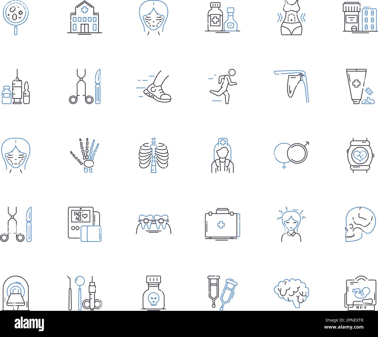 Collection d'icônes de ligne de contrôle médical. Dépistage, diagnostic, physique, tests, évaluation, Examen, vecteur de santé et illustration linéaire. Analyse Illustration de Vecteur