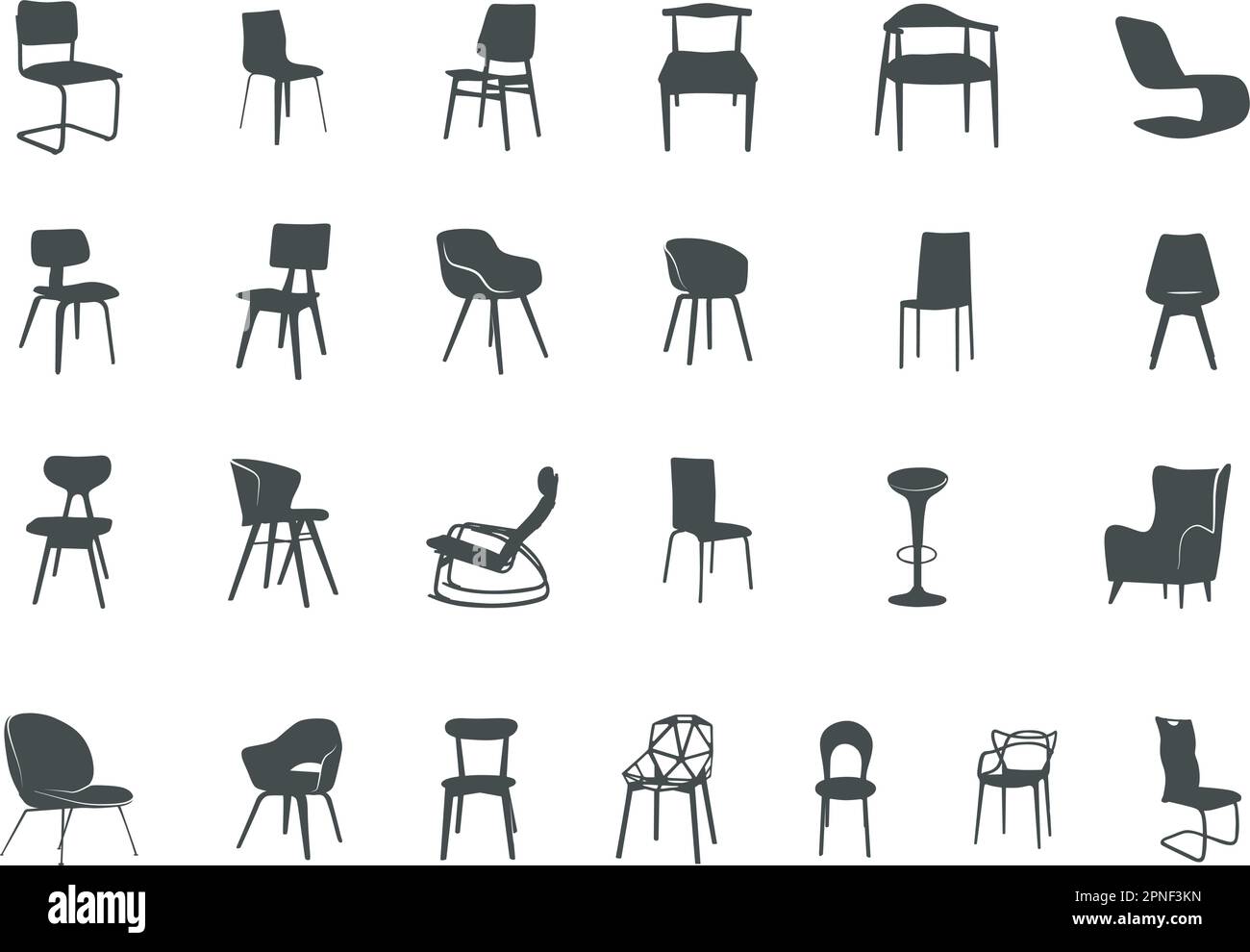 Silhouette moderne de chaise, silhouette moderne de mobilier, SVG moderne de chaise, vecteur moderne de chaises Illustration de Vecteur