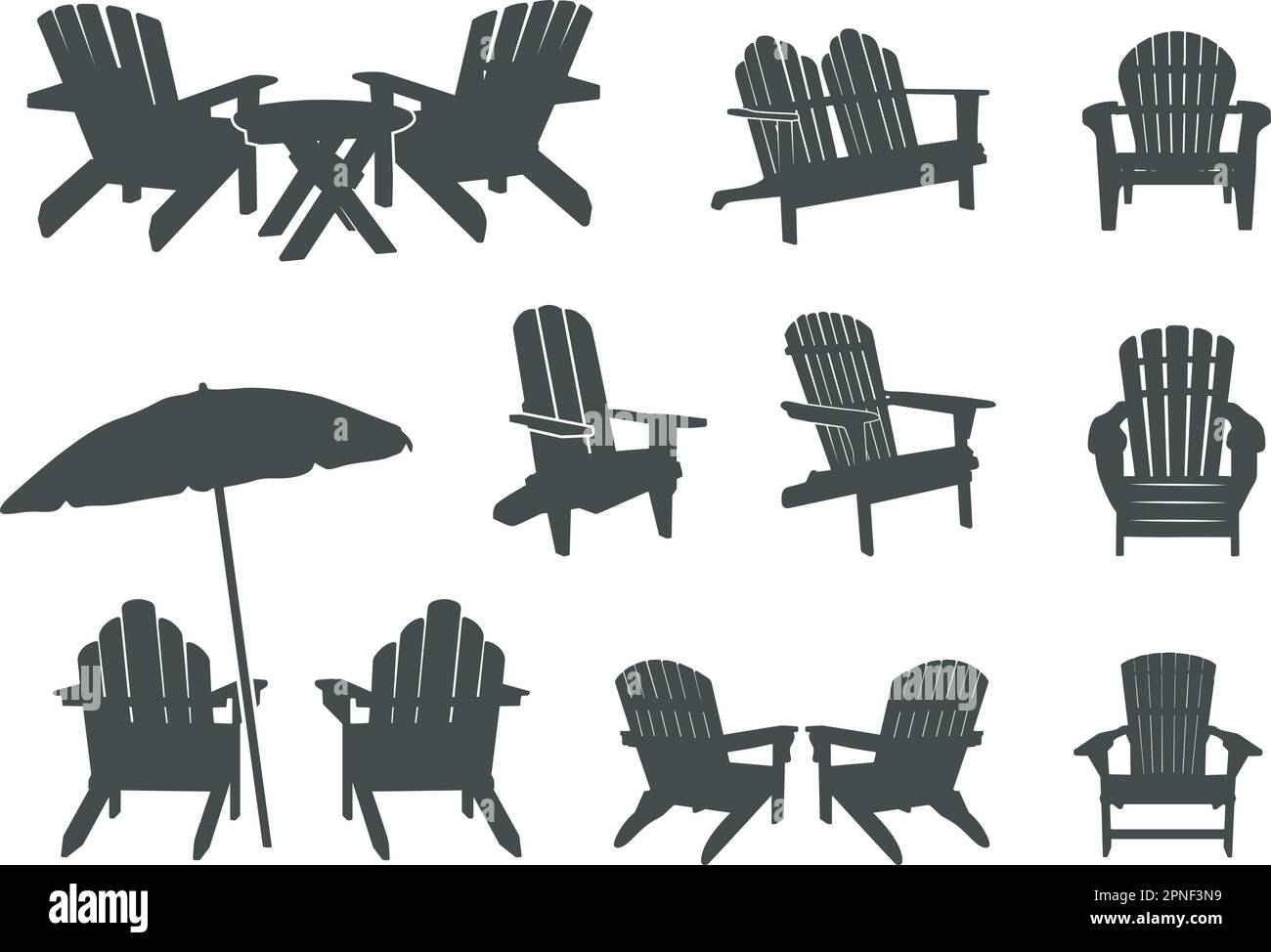 Silhouette de chaise Adirondack, chaise Adirondack SVG, silhouette de chaises Illustration de Vecteur