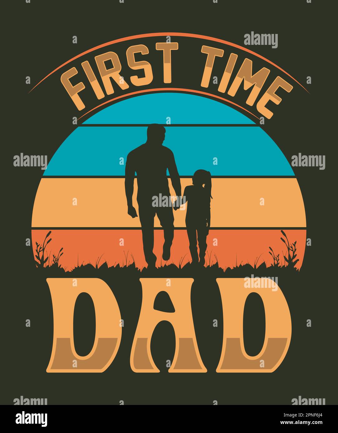 Première fois papa père fête des pères t-shirt Illustration de Vecteur