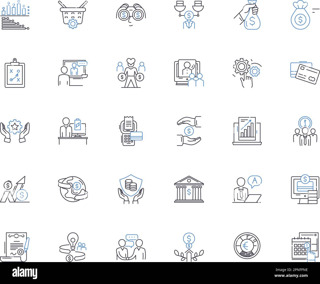 collection d'icônes de ligne de stratégie économique. Investissement, capital, croissance, ressources, infrastructure, Productivité, vecteur d'innovation et linéaire Illustration de Vecteur