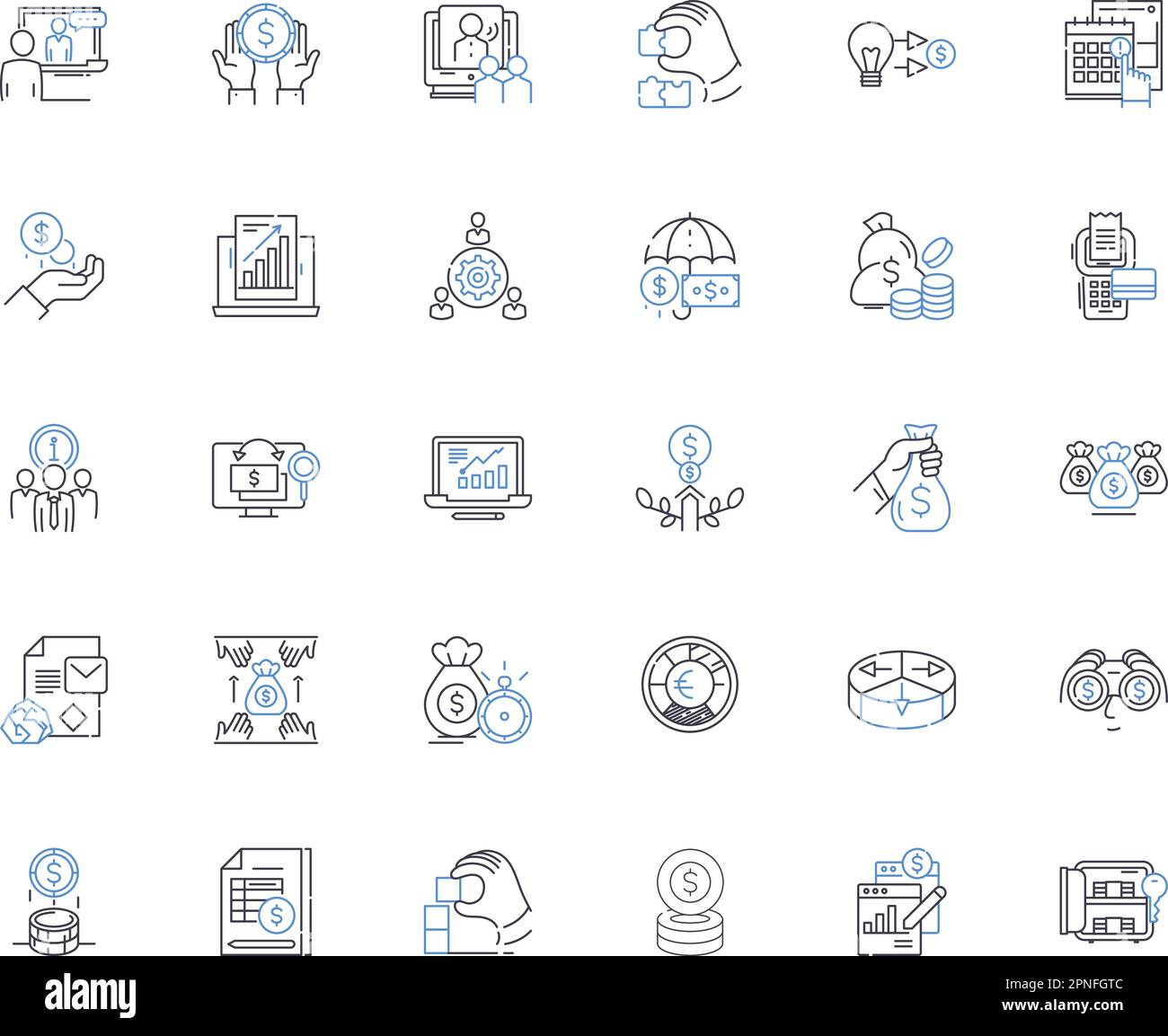 Collection d'icônes de ligne de conseil fiscal. Budget, dette, finances, revenu, investissement, Gestion, vecteur de dépenses et illustration linéaire. Conseils Illustration de Vecteur