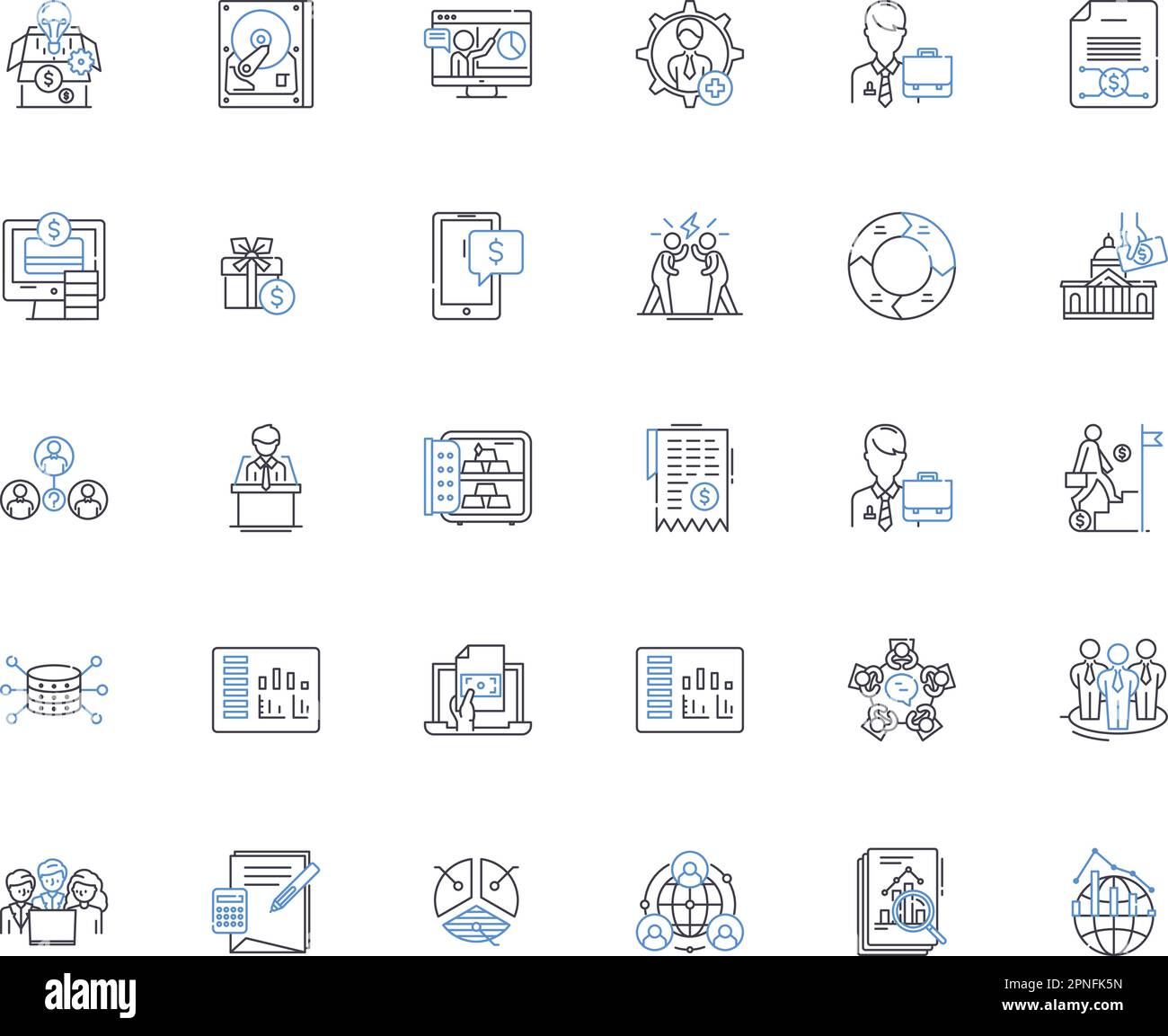 Collection d'icônes de ligne de gestion des ressources. Placements, allocation, portefeuille, diversification, stocks, Obligations, vecteur de risque et illustration linéaire Illustration de Vecteur
