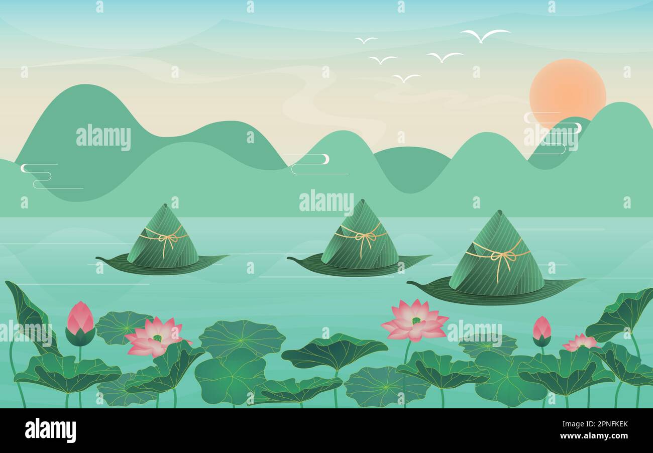 Illustration vectorielle du festival traditionnel chinois Dragon Boat Festival. Illustration de Vecteur