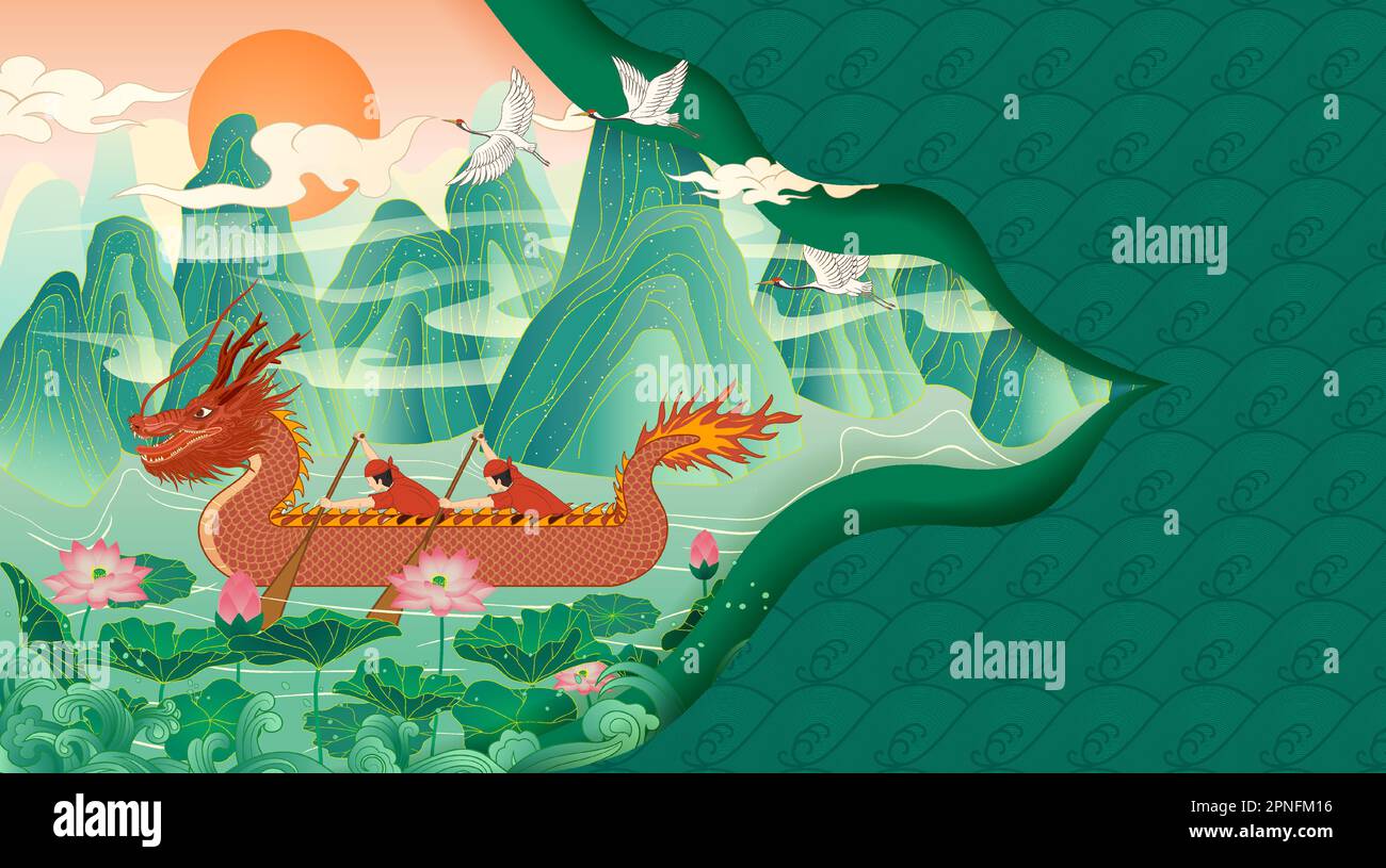 Illustration vectorielle du festival des bateaux-dragons chinois Illustration de Vecteur