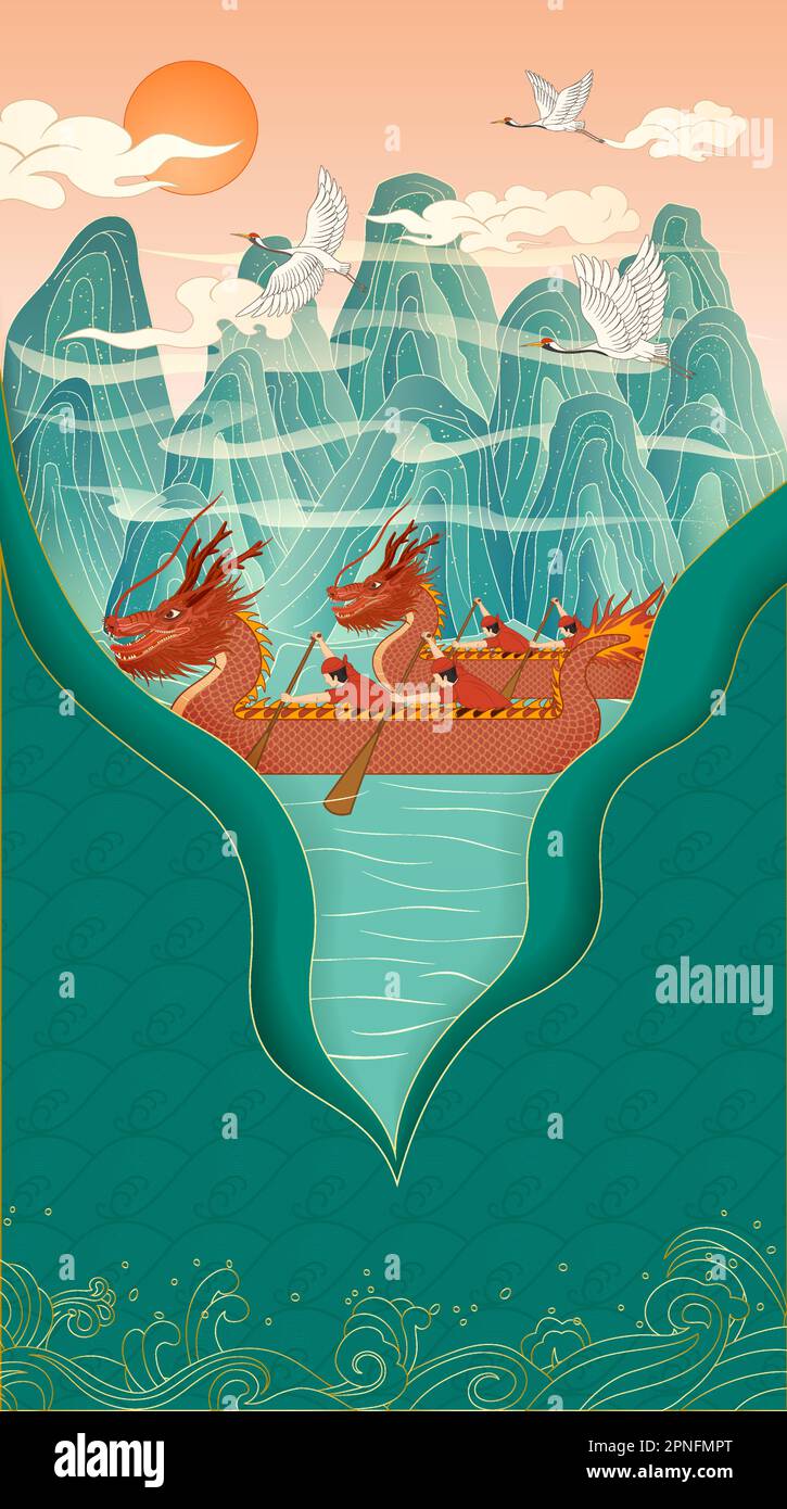 Illustration vectorielle du festival des bateaux-dragons chinois Illustration de Vecteur