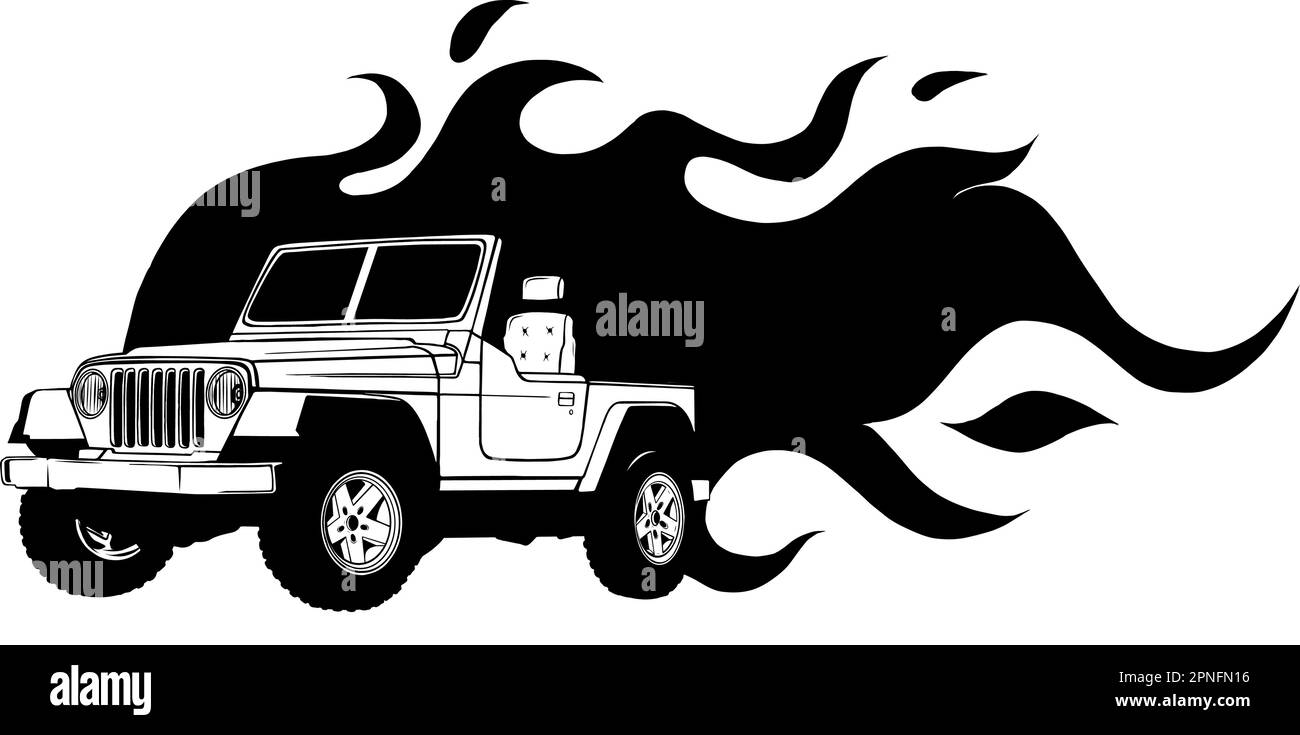 illustration vectorielle d'une voiture de jeep monochrome sur fond blanc Illustration de Vecteur