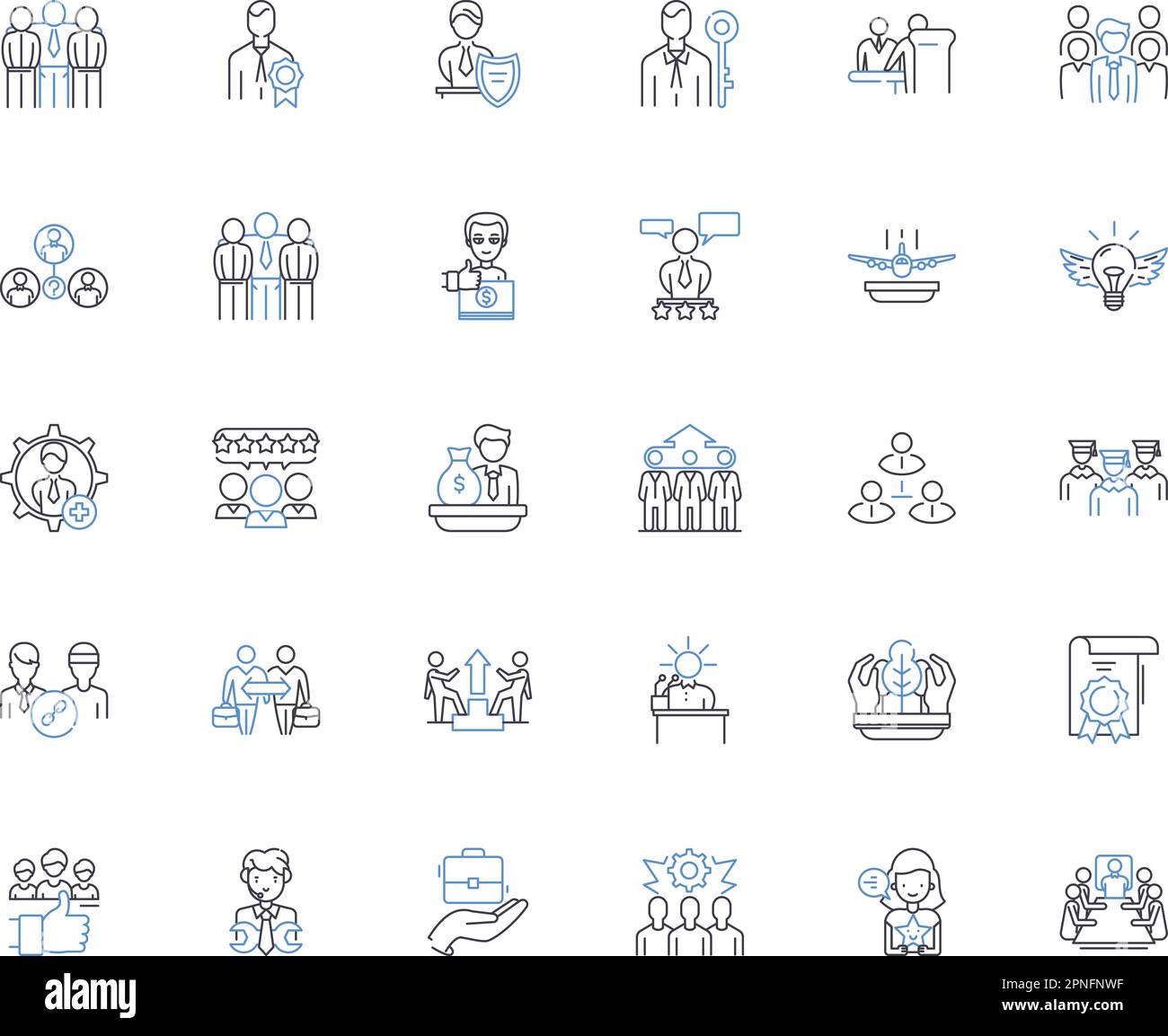 Collection d'icônes de ligne de gouvernance. Leadership, gestion, autorité, démocratie, bureaucratie, Responsabilité, vecteur de transparence et linéaire Illustration de Vecteur