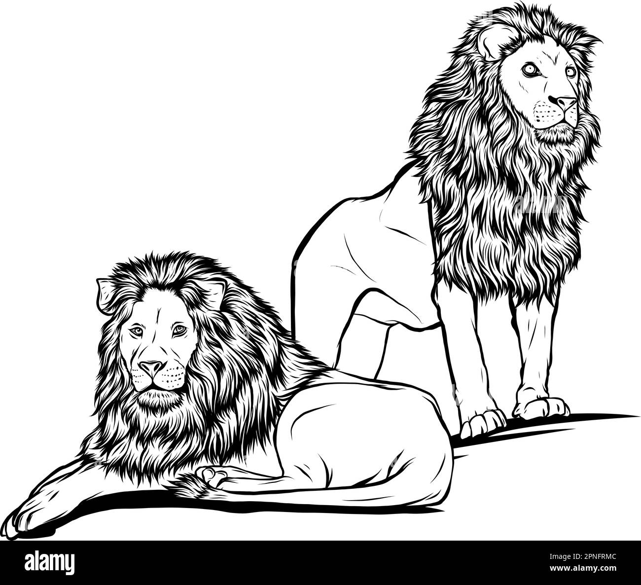 Illustration vectorielle du style de conception monochrome du logo Lion Illustration de Vecteur