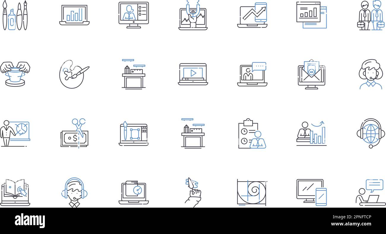 Collection d'icônes de ligne de séquence de service. Protocole, flux de travail, séquence, processus, procédure, Ordre, vecteur système et illustration linéaire. Méthode Illustration de Vecteur