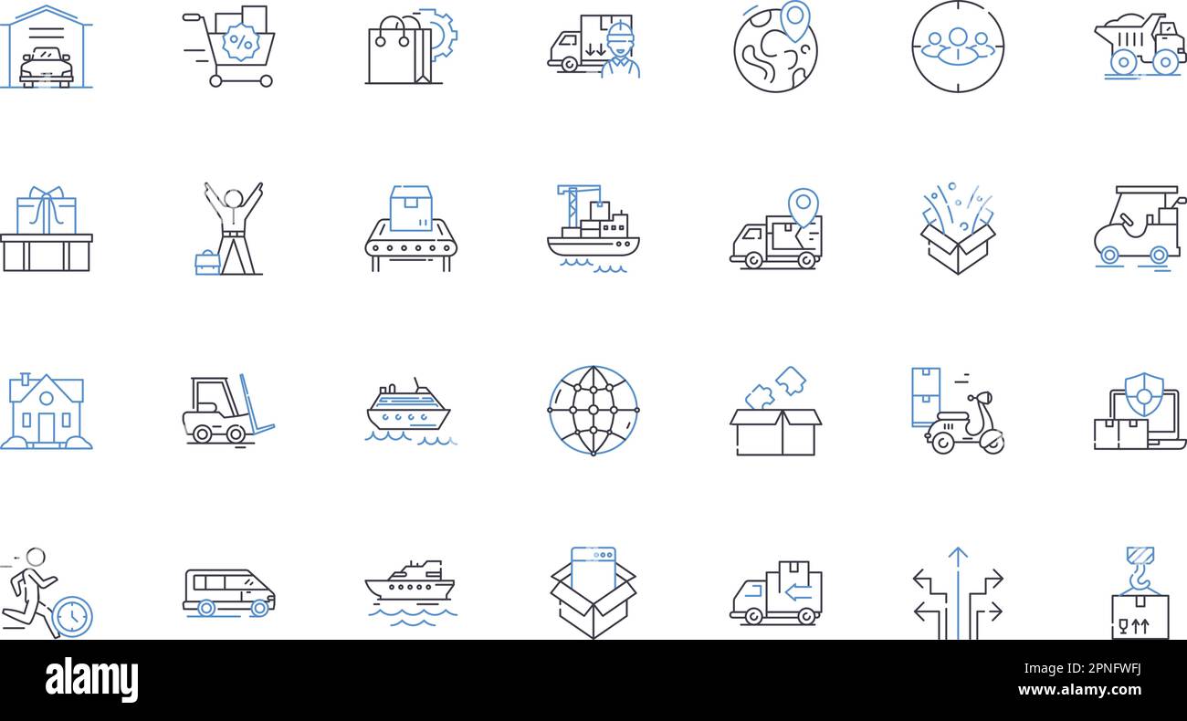 Collection d'icônes de ligne de gestion de flotte. Suivi, optimisation, maintenance, logistique, efficacité, Télématique, vecteur de productivité et linéaire Illustration de Vecteur