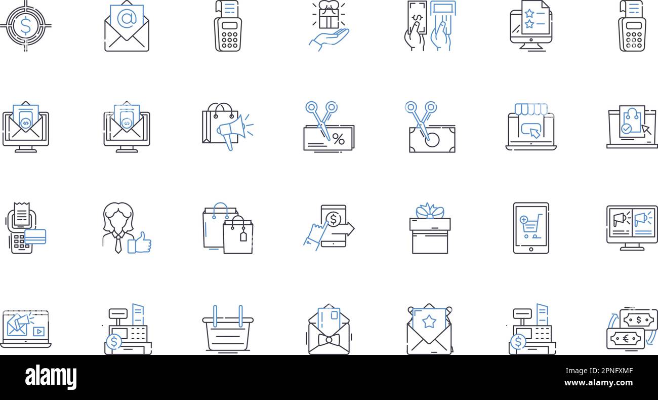 Collection d'icônes de ligne Mart. Magasin, commodité, réduction, supermarché, économies, Épicerie, vecteur de qualité et illustration linéaire. Variété, bonne affaire Illustration de Vecteur