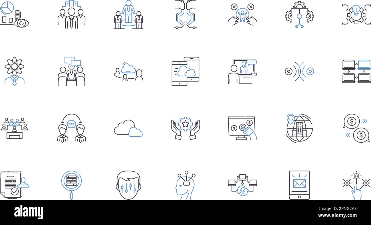 Collection d'icônes de promotion personnelle. Croissance, développement, improvisation, progression, avancement, Maîtrise, vecteur de conscience de soi et linéaire Illustration de Vecteur