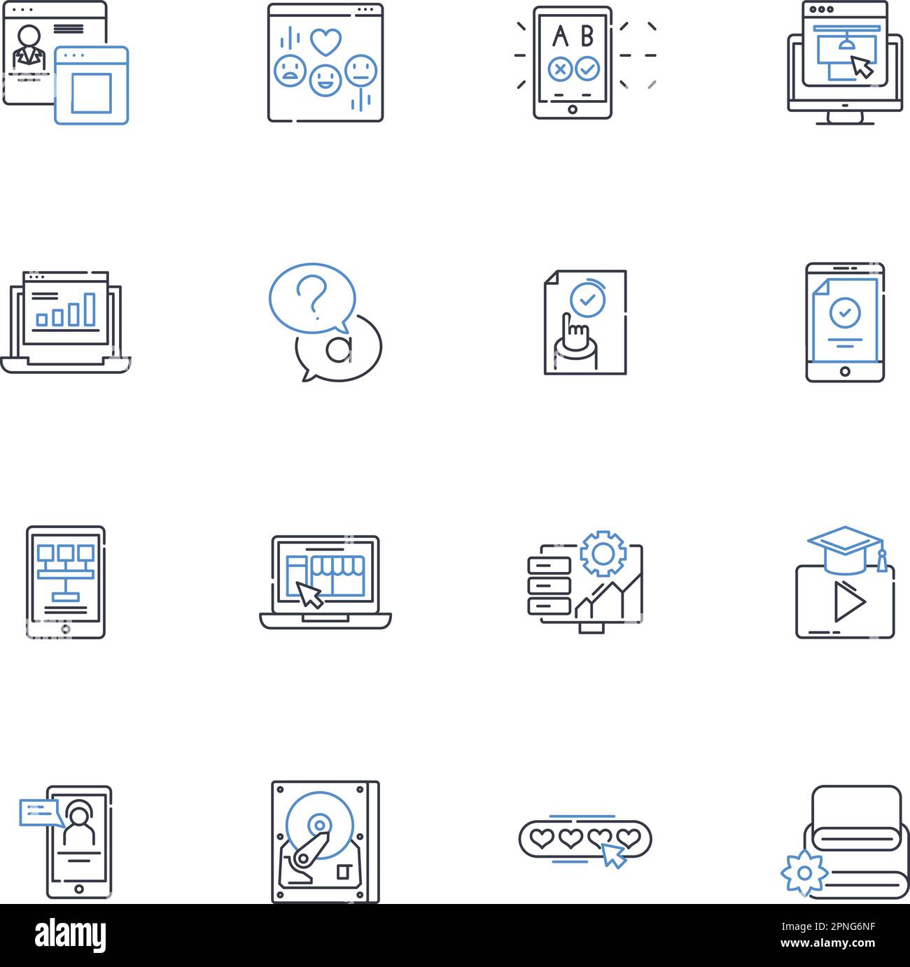 Collection d'icônes de ligne de stockage Cloud. Sauvegarde, distant, sécurisé, Téléchargement, accès, Partager, Synchroniser le vecteur et l'illustration linéaire. Cloud,données,Plan du serveur Illustration de Vecteur