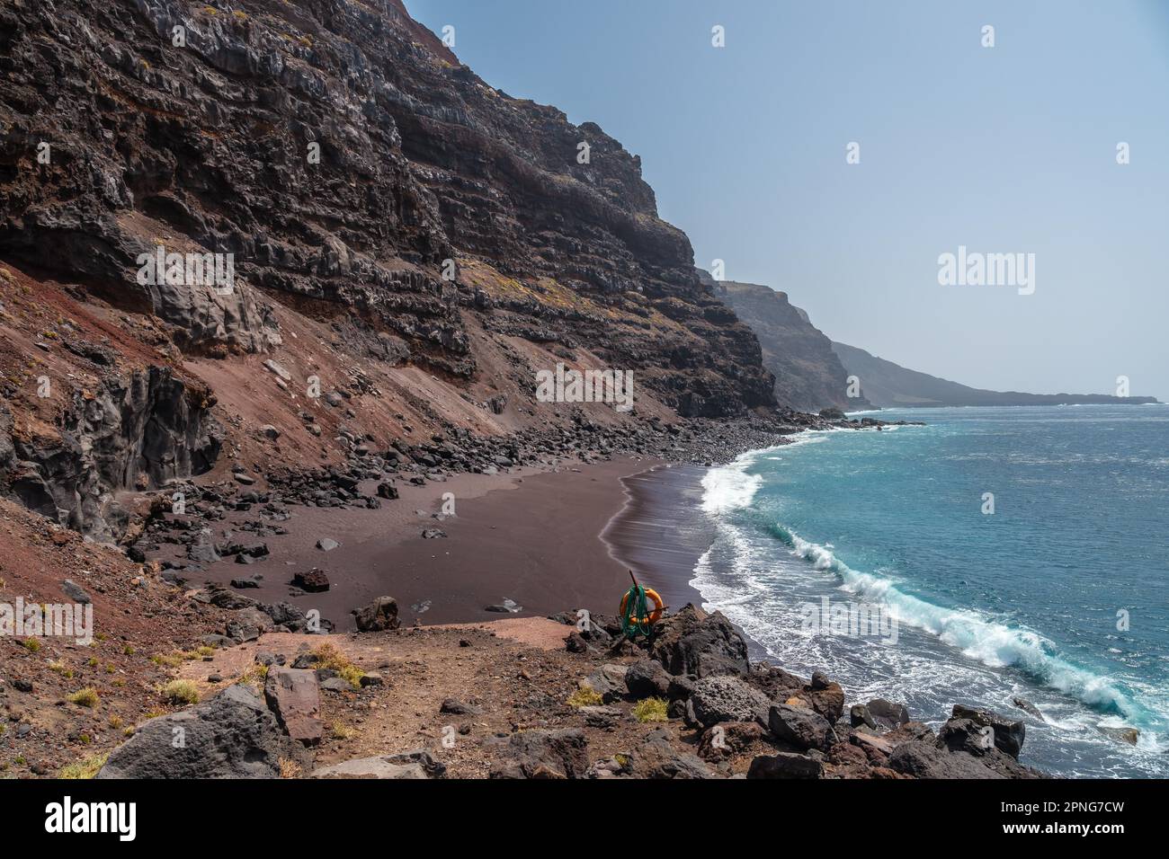 Plage de Verodal, belles pierres volcaniques sur la côte de l'île d'El Hierro. Îles Canaries Banque D'Images
