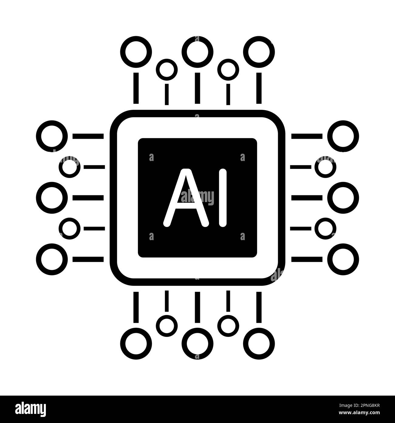 Intelligence artificielle puce ai vecteur icône symbole pour le design graphique, logo, site Web, médias sociaux, application mobile, illustration d'interface utilisateur Illustration de Vecteur