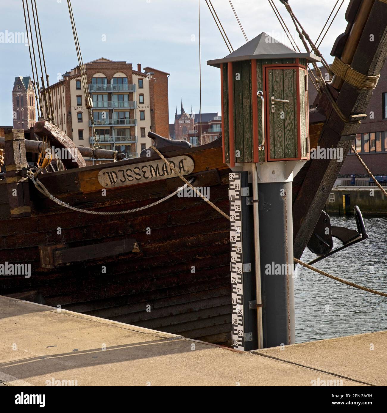 Poeler Kogge Wissemara, navire de passagers et monument technique, Vieux Port, ville hanséatique de Wismar, Mecklembourg-Poméranie-Occidentale, Allemagne Banque D'Images