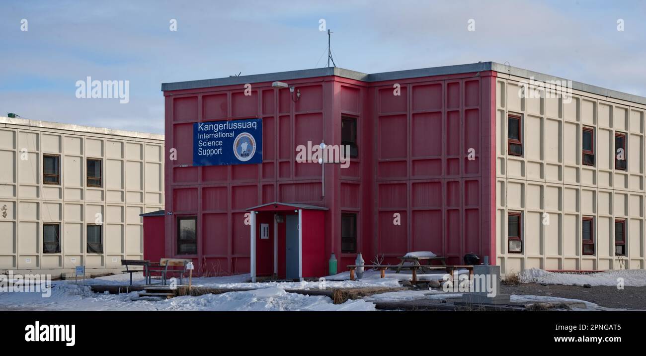 Site scientifique de l'ancienne base militaire américaine, Kangerlussuaq, Groenland, Danemark, Amérique du Nord Banque D'Images