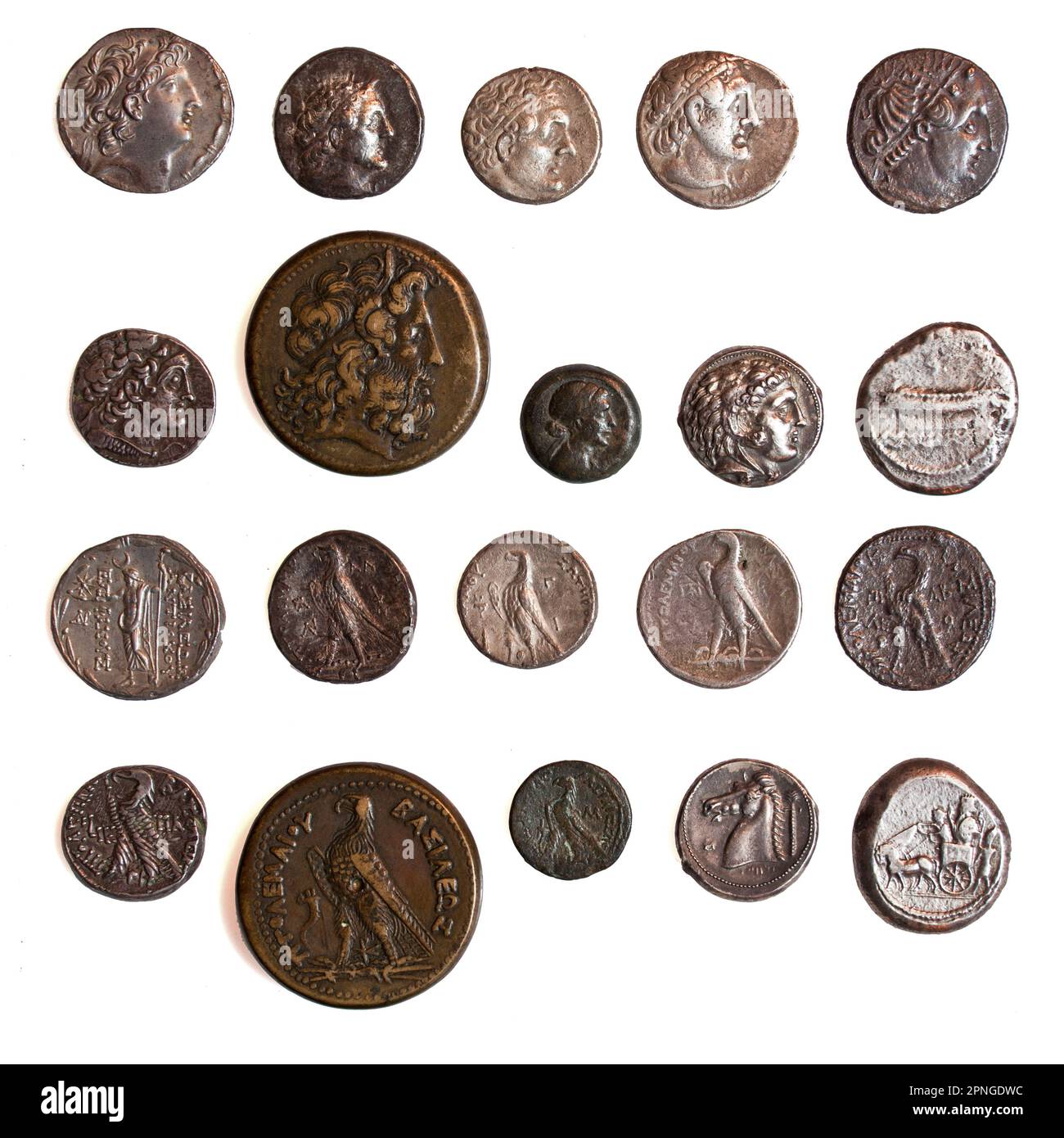 Le grec ancien de pièces d'argent de la 1ère et 2ème siècle avant notre ère Banque D'Images