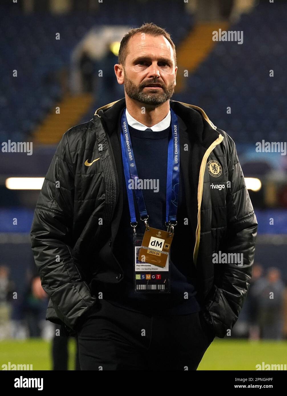 Paul Winstanley, directeur des talents et transferts internationaux, après le deuxième match de quart de finale de la Ligue des champions de l'UEFA à Stamford Bridge, Londres. Date de la photo: Mardi 18 avril 2023. Banque D'Images