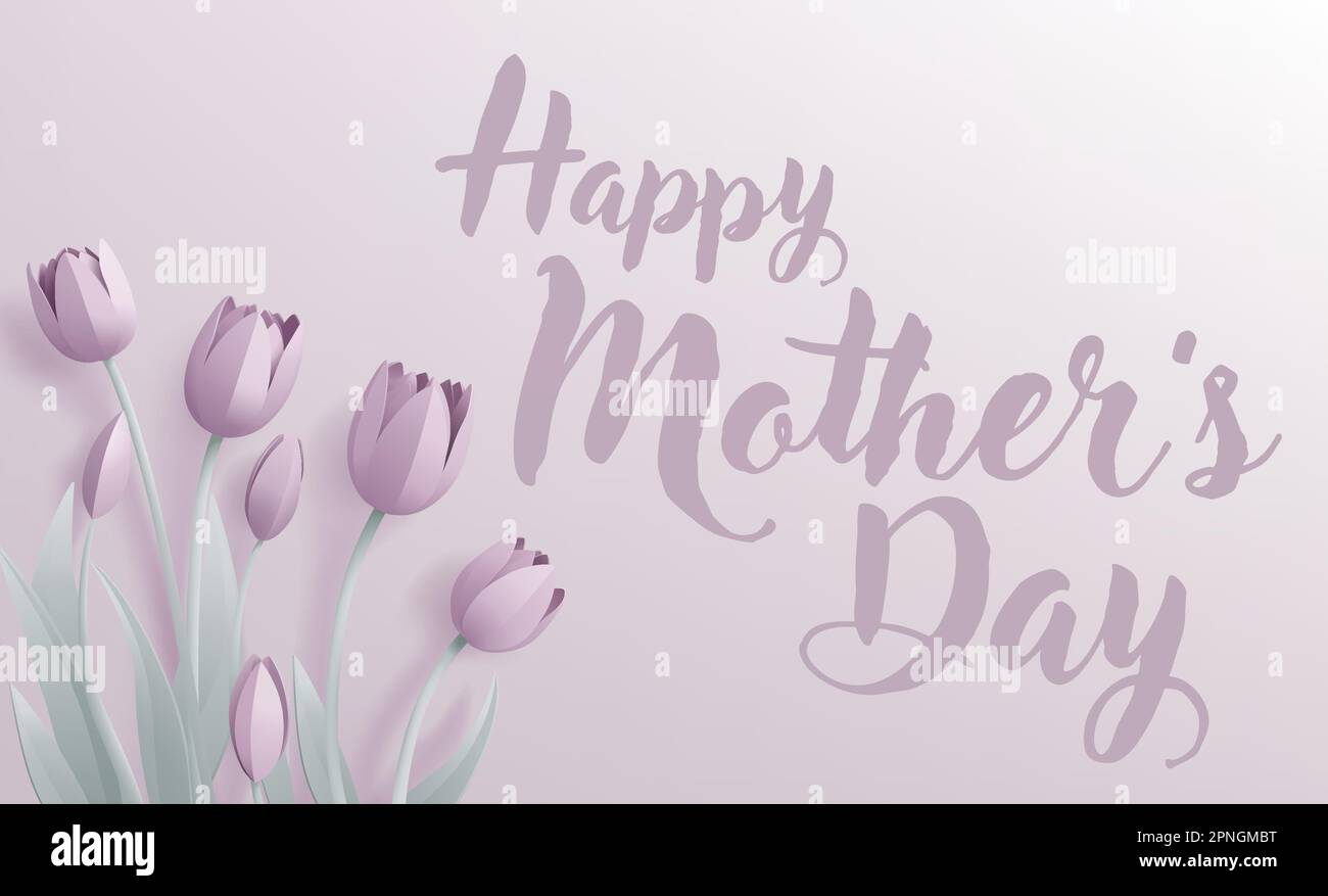 Joyeux fête des mères papier Craft Tulips Design Illustration de Vecteur