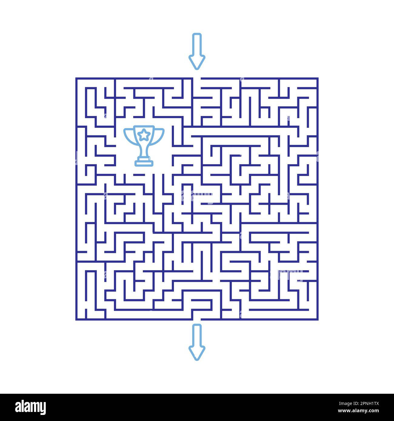 Jeux pour enfants. Labyrinthe carré, labyrinthe avec différents niveaux de difficulté et prix de la coupe d'or à l'intérieur. Puzzles et jeux pour le développement de l'intelligence Illustration de Vecteur