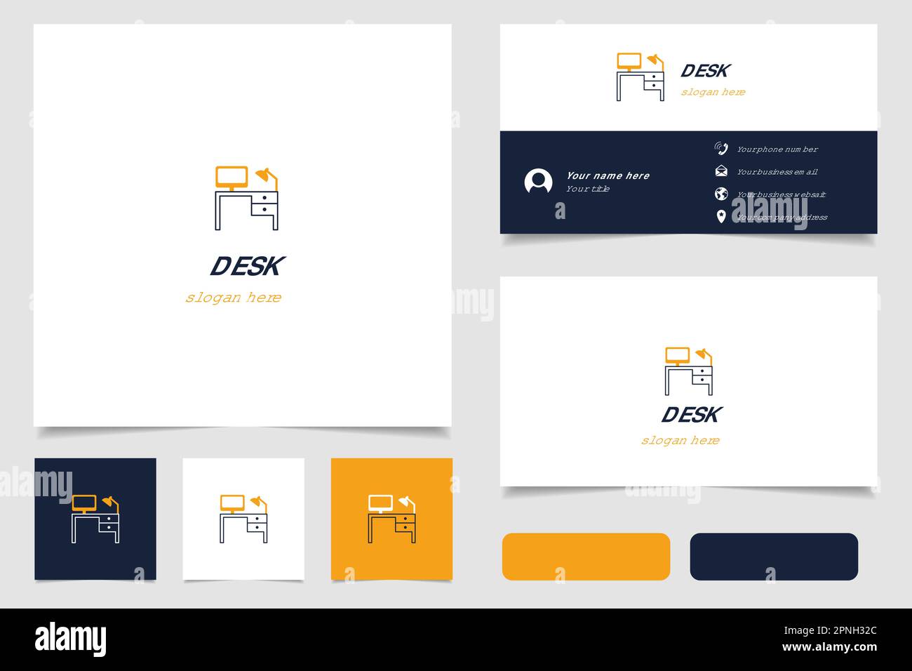 Logo bureau avec texte modifiable. Modèle de livre de marque et de carte de visite. Illustration de Vecteur