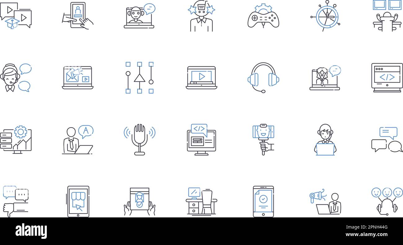 Collection d'icônes de ligne d'ingénierie acoustique. Insonorisation, acoustique, bruit, vibration, résonance, Absorption, vecteur de réflexion et linéaire Illustration de Vecteur