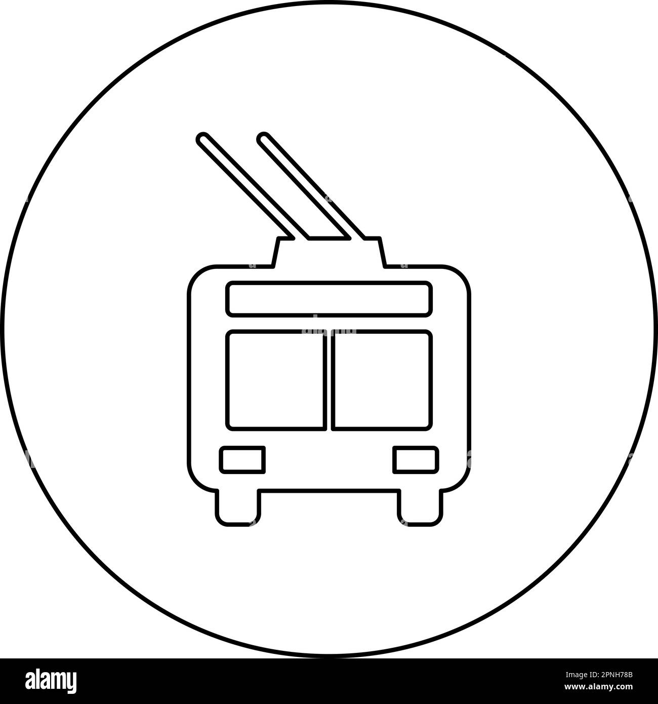 Trolleybus électrique transport urbain transport public urbain tramway icône en cercle rond noir couleur vecteur illustration contour de l'image Illustration de Vecteur