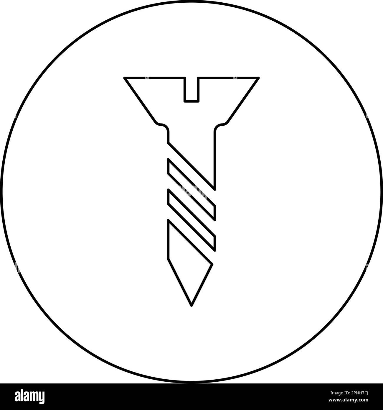 Vis métal icône en bois rond noir couleur vecteur illustration image contour ligne de contour fin style simple Illustration de Vecteur