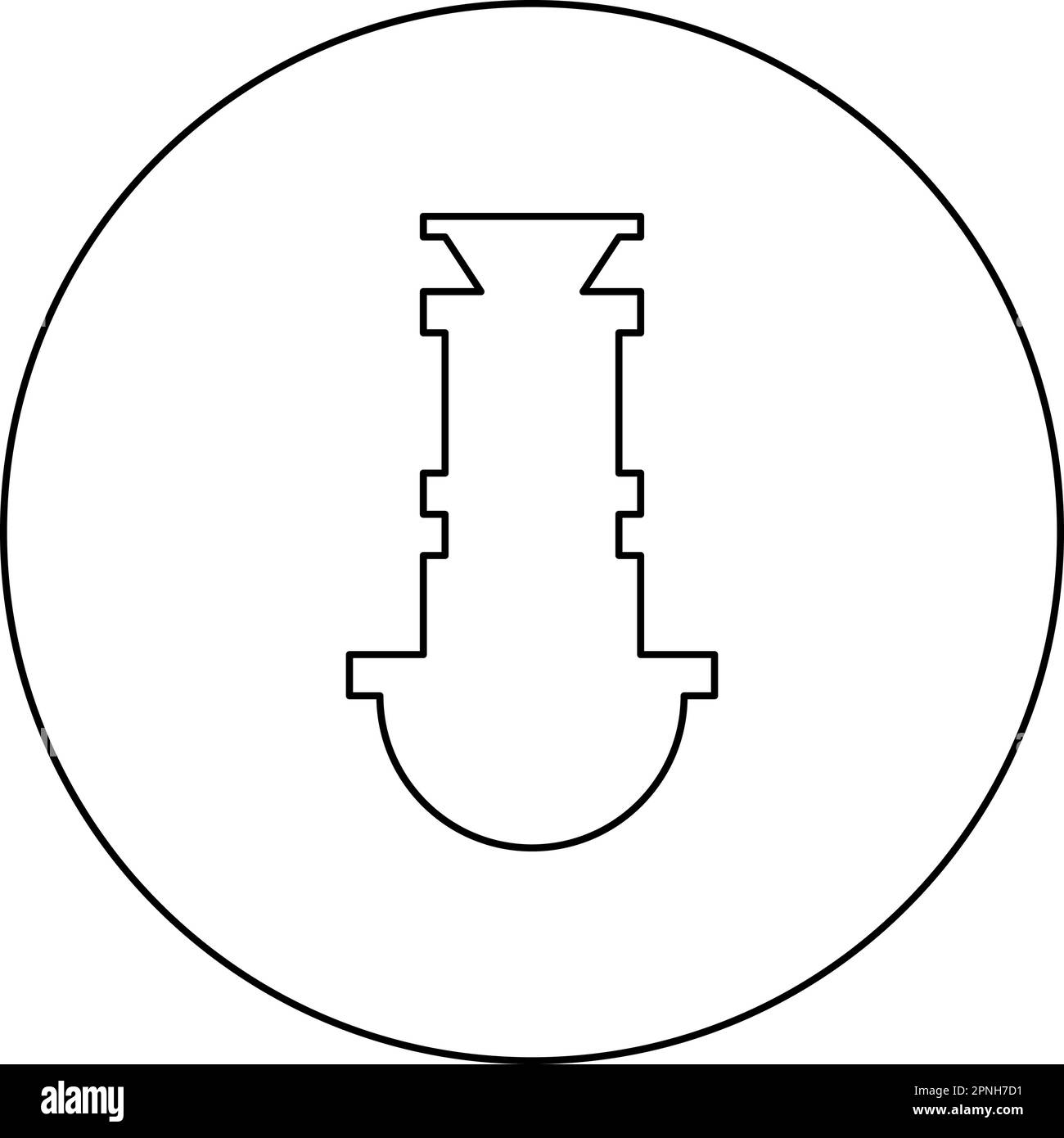 Siphon accessoires de plomberie drain d'égout sous évier icône d'égout en cercle rond noir couleur vecteur illustration image contour ligne fine style Illustration de Vecteur