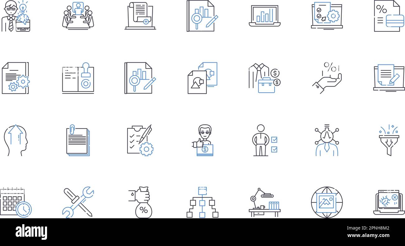 Collection d'icônes de ligne de modélisation prédictive. Algorithme, bayésien, classification, clustering, corrélation, Arbre de décision, vecteur de régression et linéaire Illustration de Vecteur